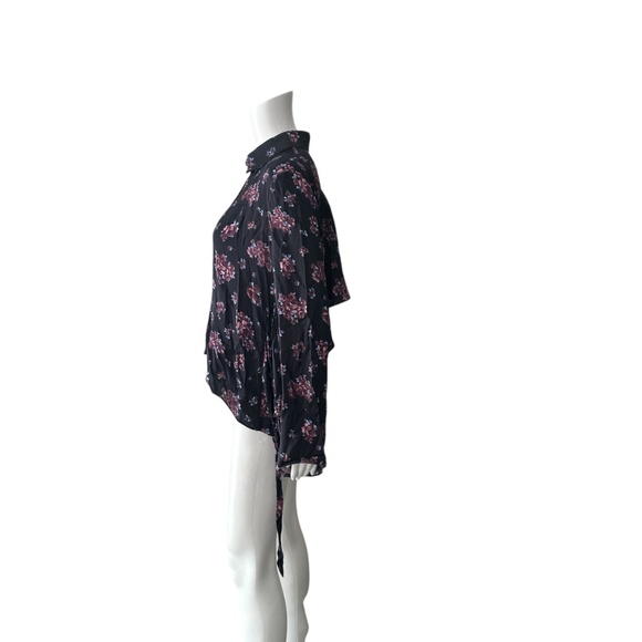 $1,200 Magda Butrym Orlean Floral Print Ruffle Back Crepe Blouse Size 34/US 2 - Picture 4 of 6